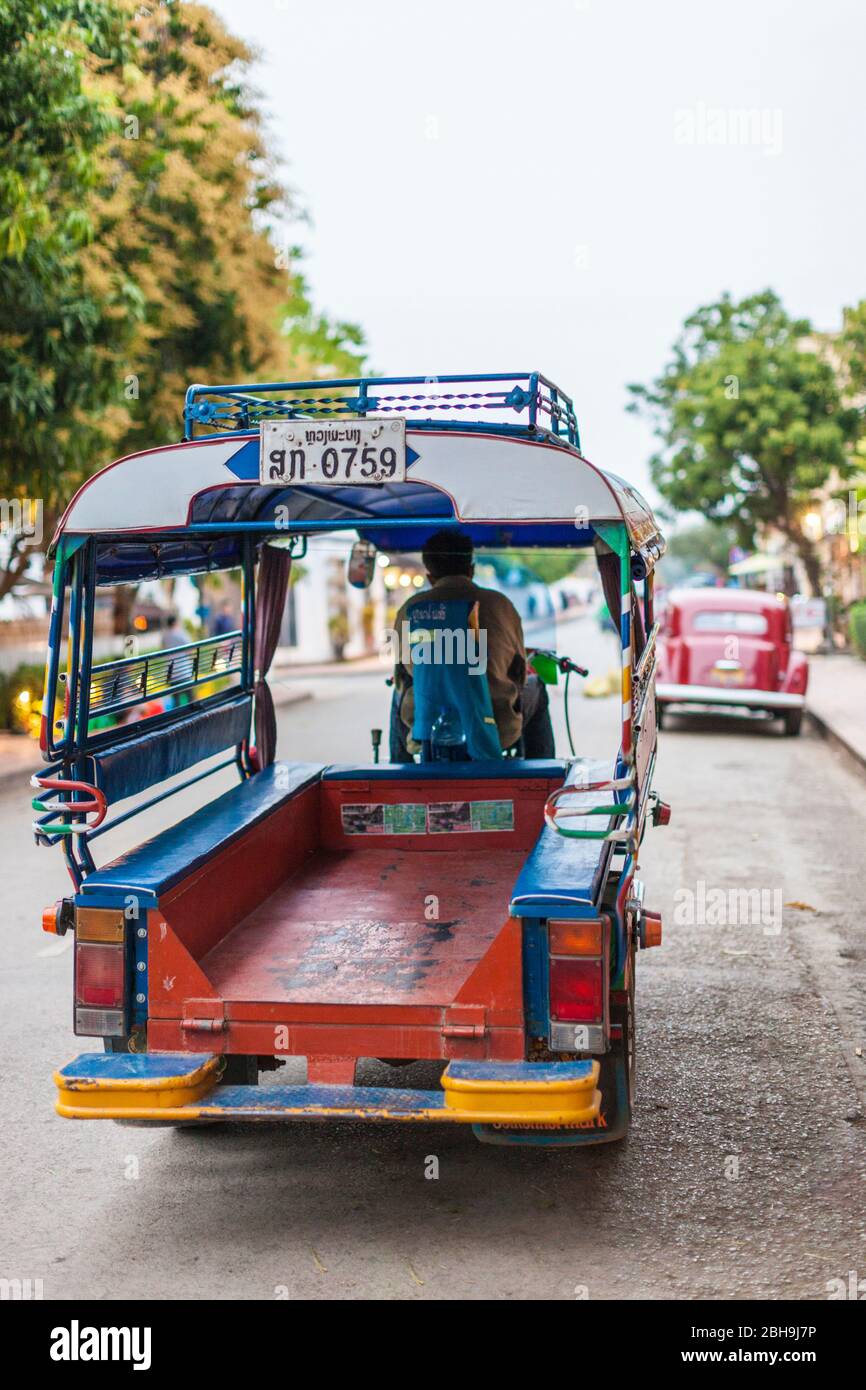 Laos, Luang Prabang, tuk-tuk, moto taxi Foto Stock