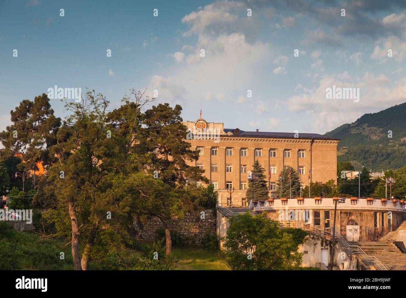 Nagorno Karabakh Repubblica, Stepanakert, Ministero del Governo, alba Foto Stock