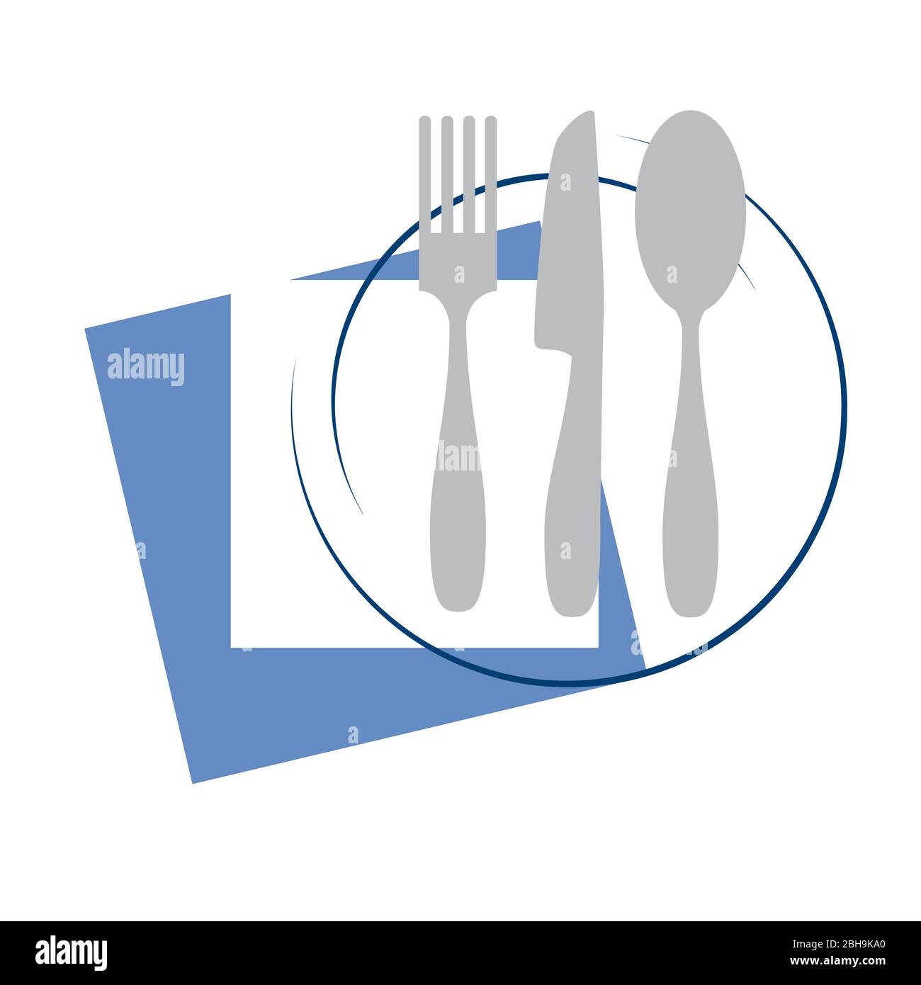 Ristorante Vector Design con posate, piatti e tovaglioli a tavola Illustrazione Vettoriale
