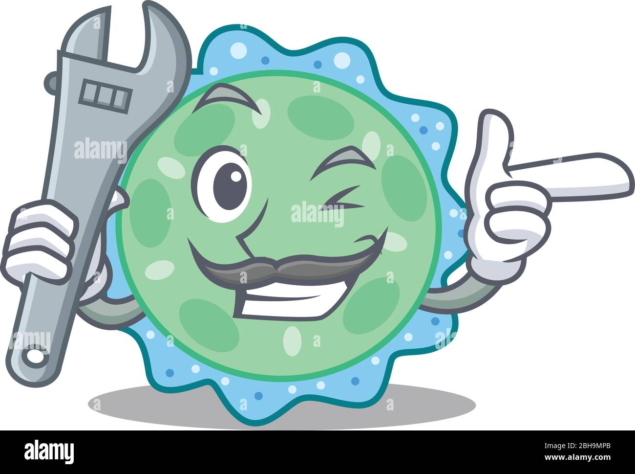 Un'immagine del concetto di Mascot meccanico pseudomonas aeruginosa Illustrazione Vettoriale