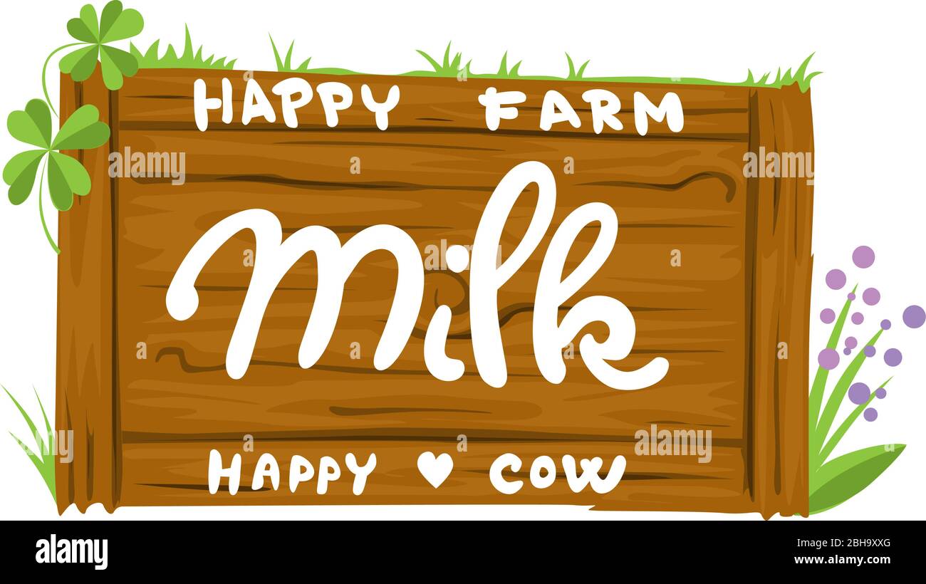 Segno di legno con l'iscrizione Fattoria di Latticini - Illustrazione del vettore Illustrazione Vettoriale