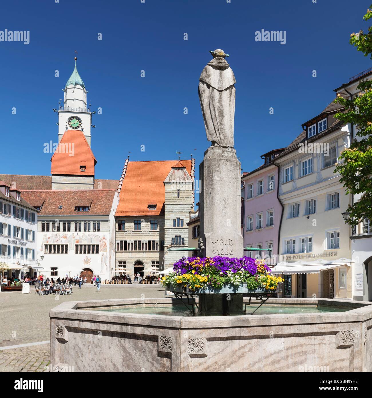 Hofstatt mit Rathaus und Münster, Überlingen, Bodensee, Baden-Württemberg, Deutschland Foto Stock