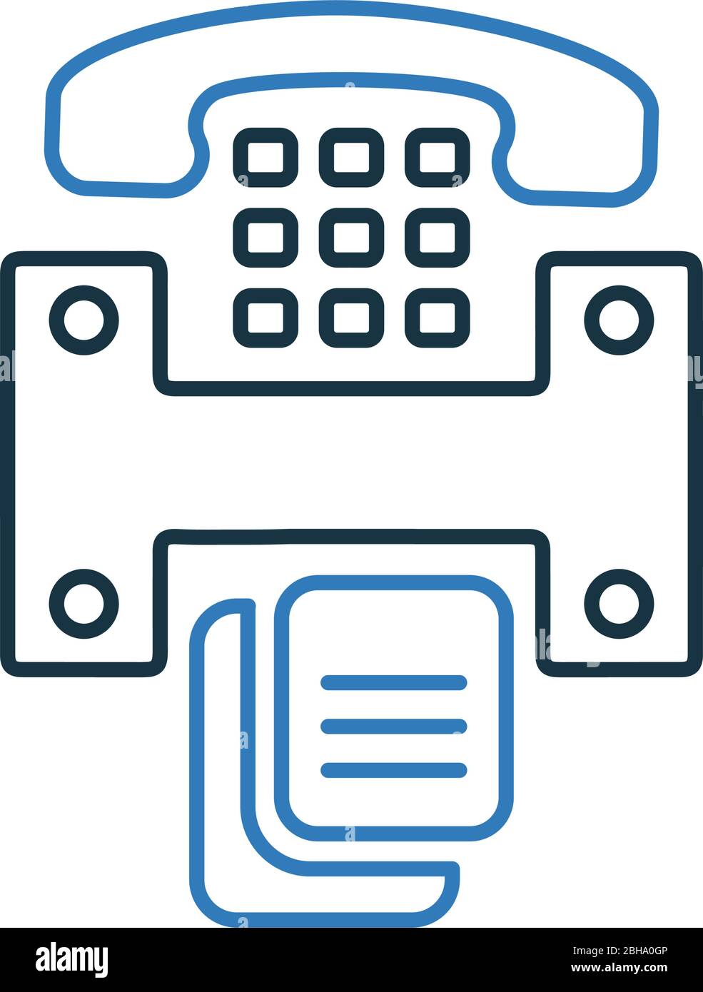 Bella, meticolosamente progettato icona fax, telefono, stampa, telefono, comunicazione, connessione. Icona vettoriale ben organizzata e completamente modificabile per vecto Illustrazione Vettoriale