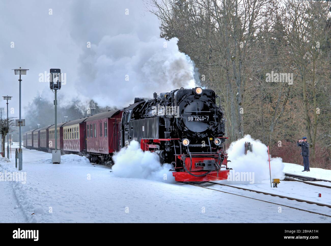 Stazione della ferrovia Brockenbahn e Harzquerbahn Drei-Annen-Hohne, Wernigerode, Harz Nature Park, Sassonia-Anhalt, Germania Foto Stock