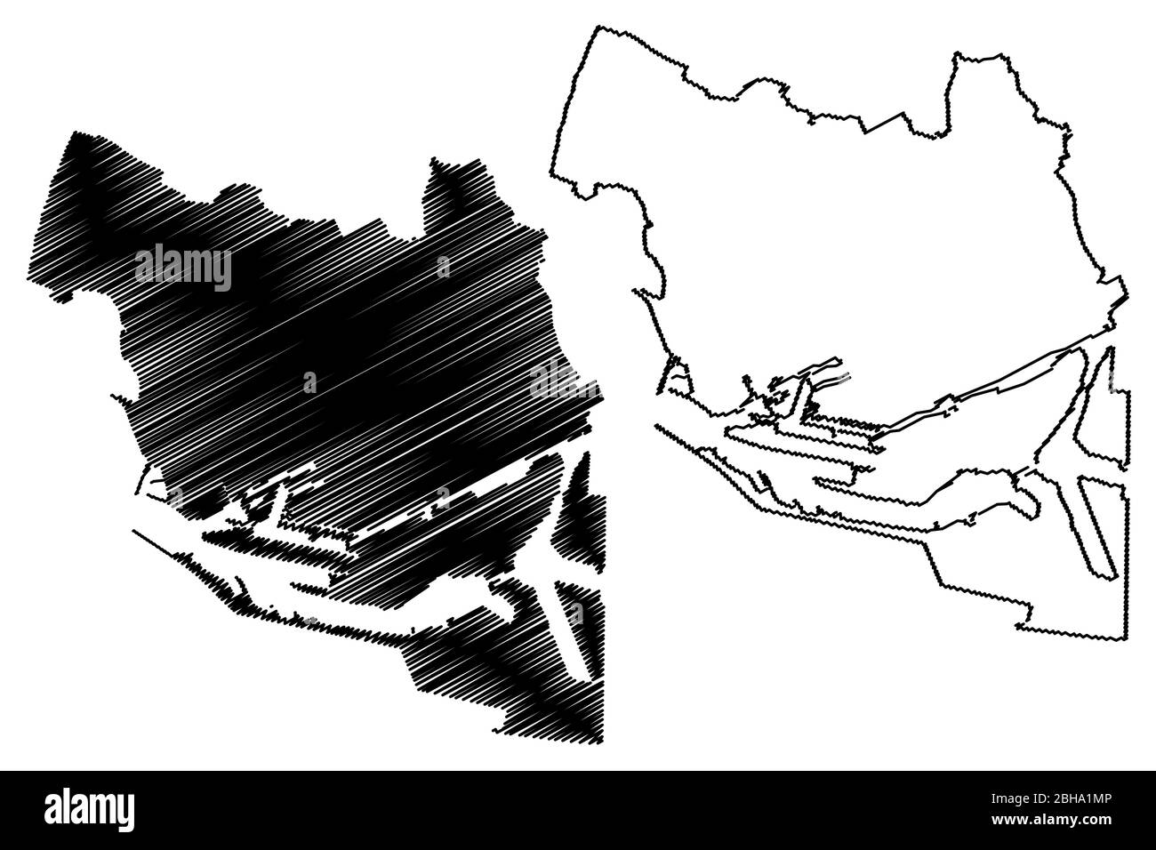 Le Havre City (Repubblica francese, Francia) mappa vettore illustrazione, abbozzare schizzo Città di le Havre mappa Illustrazione Vettoriale
