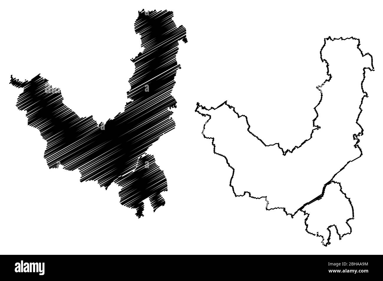Limoges City (Repubblica francese, Francia) mappa vettore illustrazione, abbozzare schizzo Città di Limoges mappa Illustrazione Vettoriale