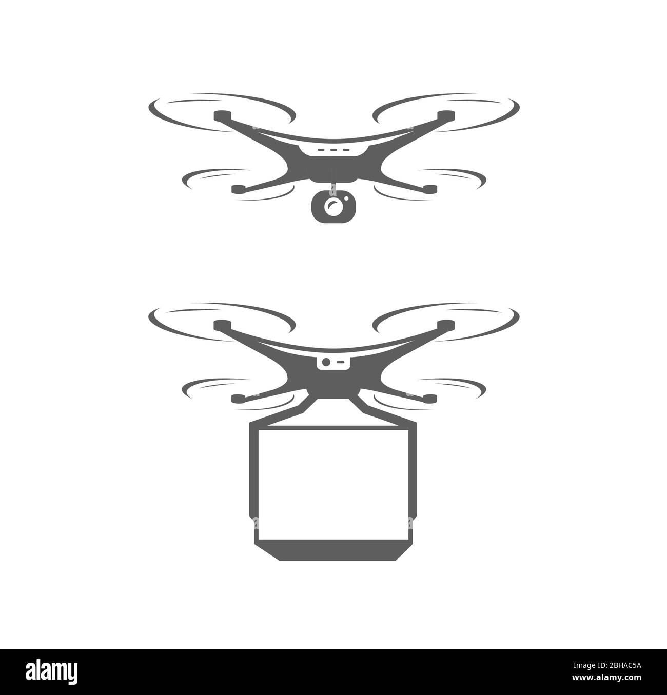 Icona o simbolo del quadricottero del drone. Illustrazione vettoriale della tecnologia Illustrazione Vettoriale