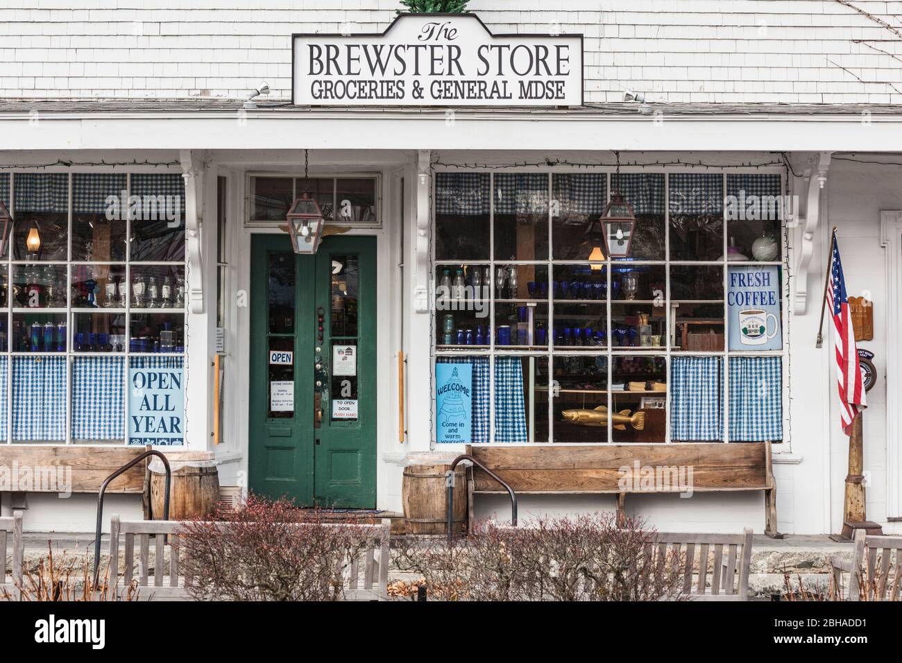 USA, New England, Massachusetts, Cape Cod, Brewster, Brewster General Store, esterni Foto Stock