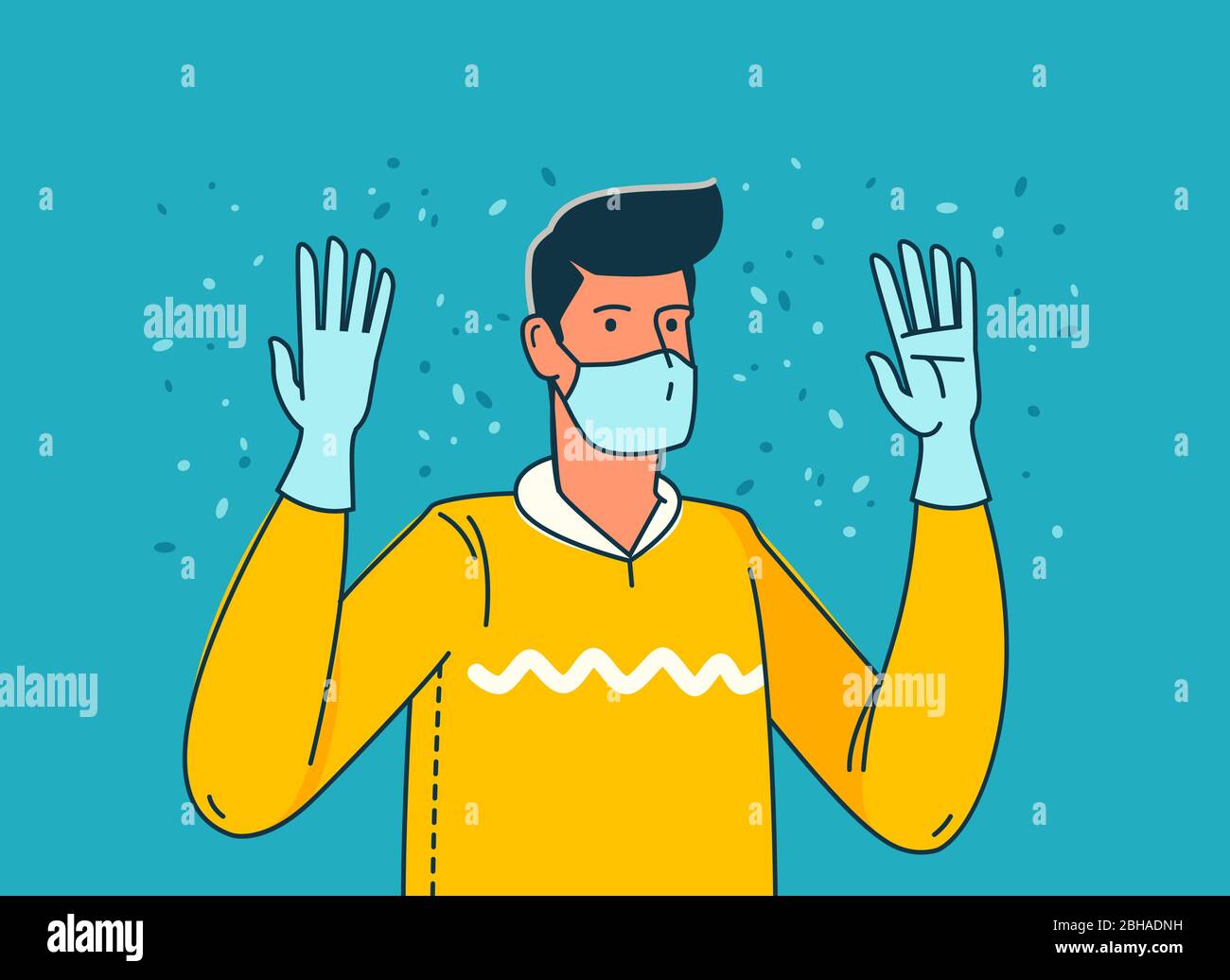 Pandemia COVID-19. Persona in mezzi di protezione individuale. Illustrazione vettoriale Illustrazione Vettoriale