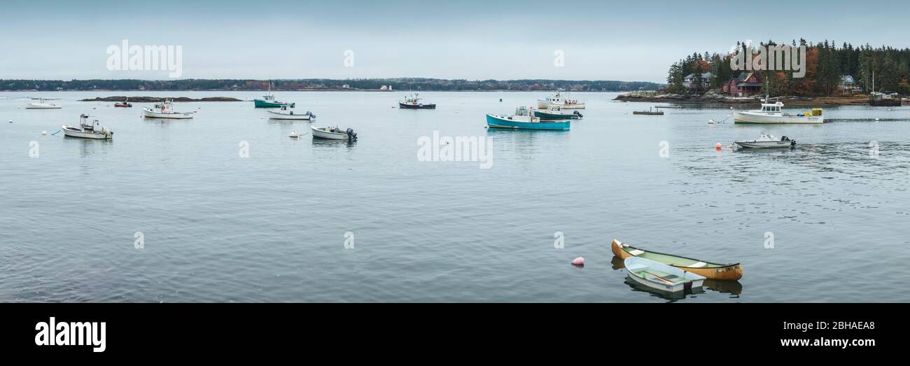 USA, Maine, Five Islands, barche da pesca Foto Stock