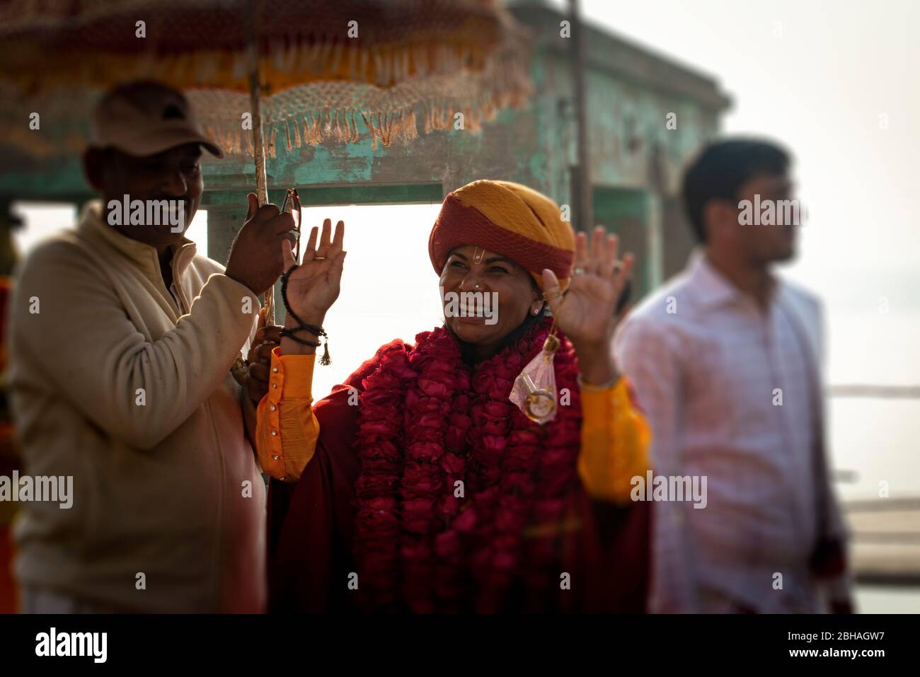 Sai Maa è un maestro spirituale, è stato onorato con il titolo di Jagadguru 'Guru del mondo'. Foto Stock