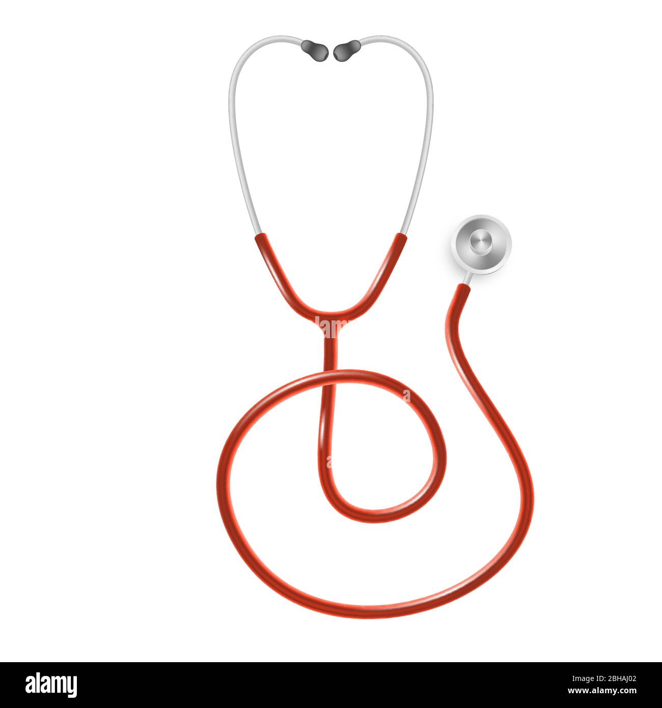 Concetto medico e sanitario, stetoscopio del medico isolato su sfondo bianco. EPS 10 Illustrazione Vettoriale