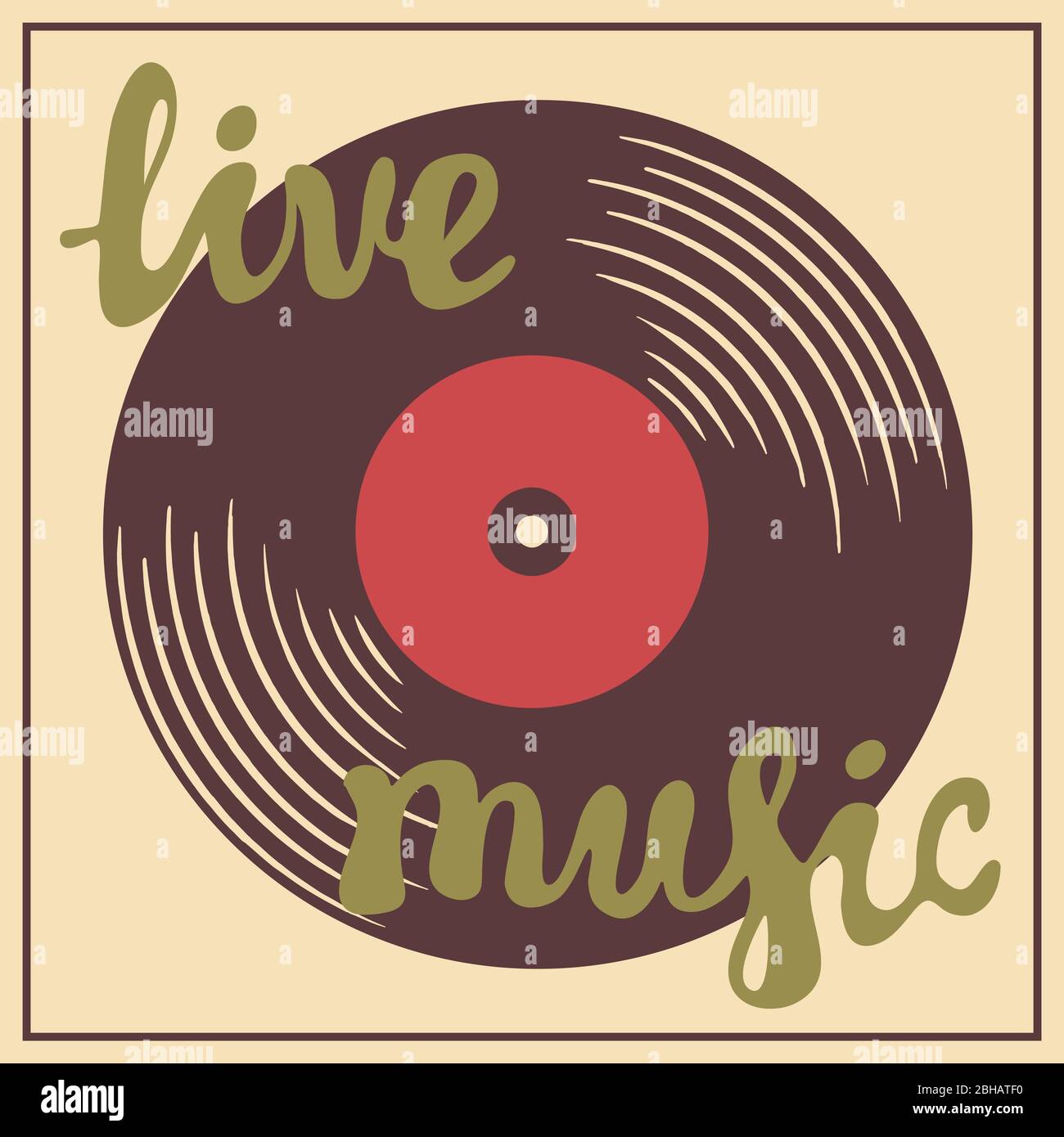 Musica dal vivo vintage retro poster sfondo con un disco in vinile Immagine  e Vettoriale - Alamy