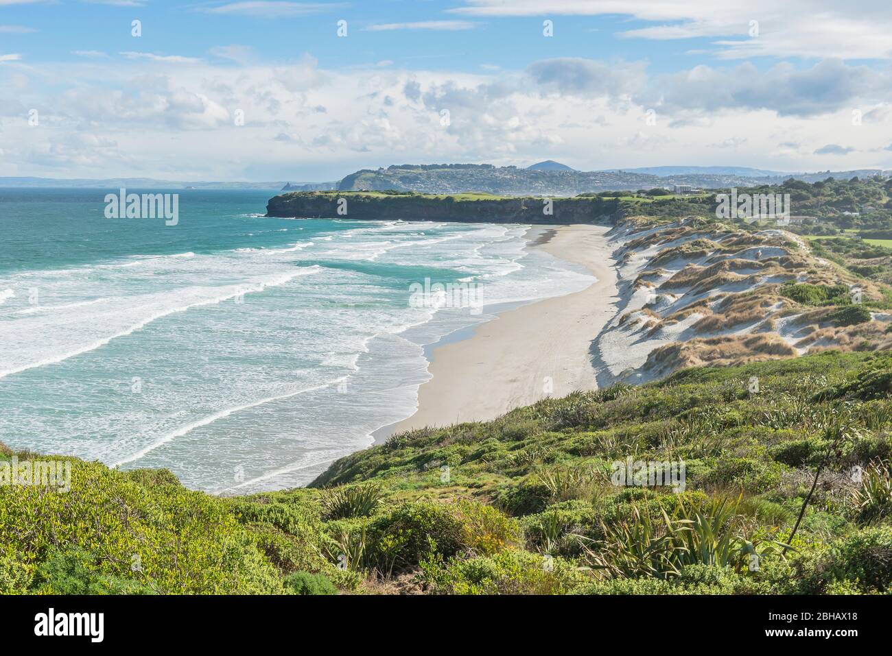 Spiaggia, Penisola di Otago, Otago, Isola del Sud, Nuova Zelanda, Foto Stock