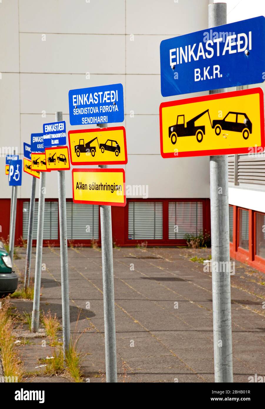 Parkplätze; Stadt; Isola; Reykjavik; Hauptstadt Foto Stock