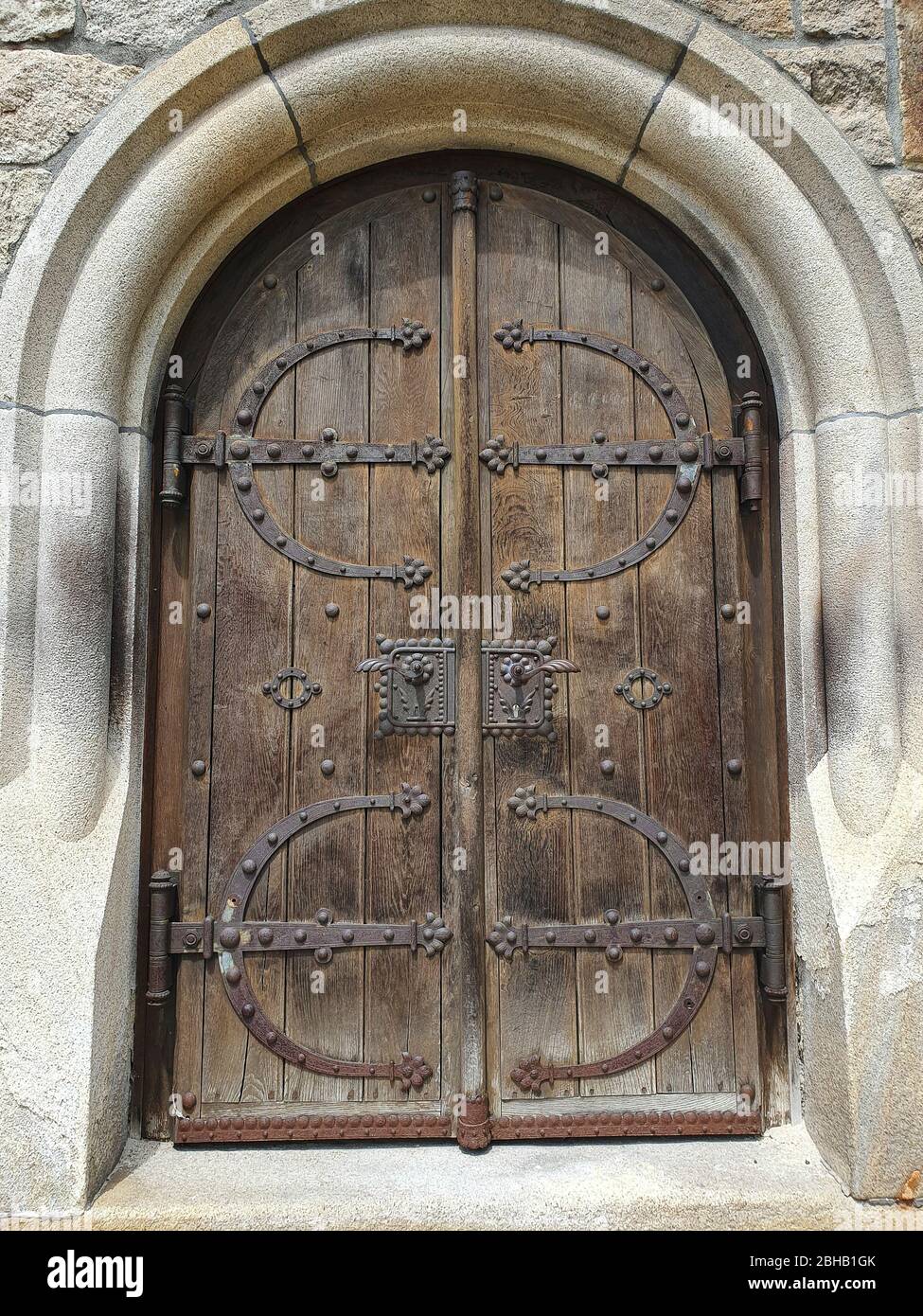 Porta, ingresso, chiesa del monastero Maria Hilf, Germania, Baviera, Palatinato superiore, Cham Foto Stock