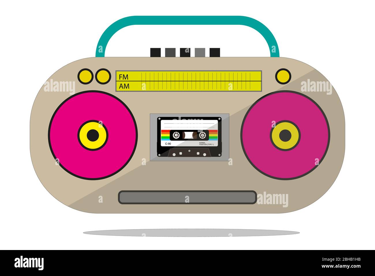 Vecchio skool retro boom box stereo lettore di cassette Illustrazione Vettoriale