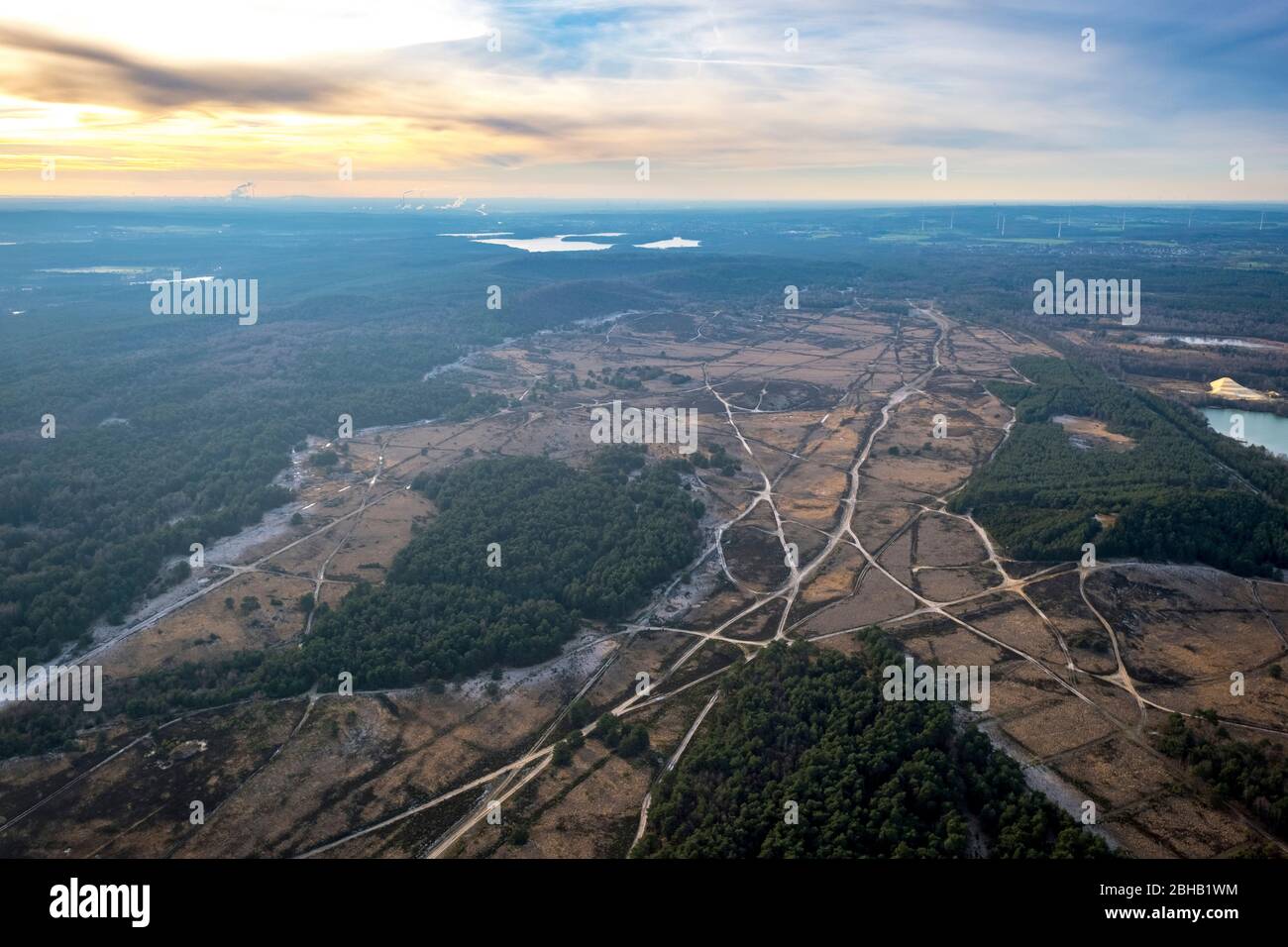 Vista aerea, ex zona di addestramento militare dell'Esercito britannico del Reno, Borkenberge, Haltern am See, Renania Settentrionale-Vestfalia, Germania Foto Stock