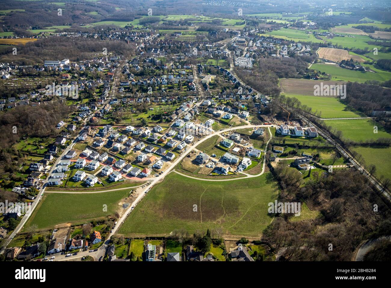 Nuova area di sviluppo 'Grüne Harfe', distretto Heidhausen, Essen, area della Ruhr, Renania Settentrionale-Vestfalia, Germania Foto Stock