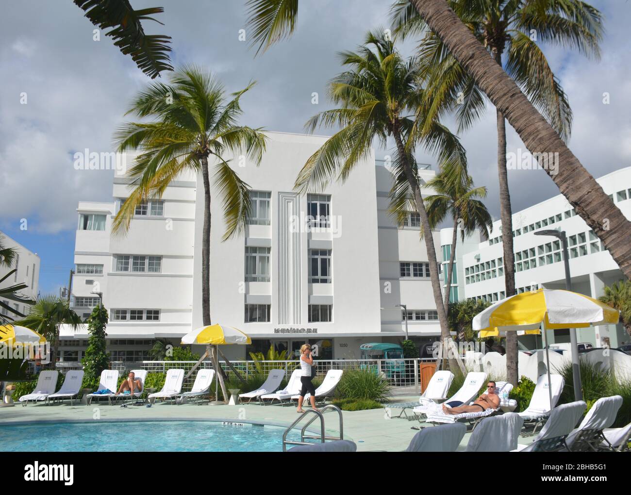 Washington Park Hotel, Washington Av. La più grande collezione al mondo di architettura Art Deco è a South Beach, parte di Miami Beach, Florida, USA. Foto Stock