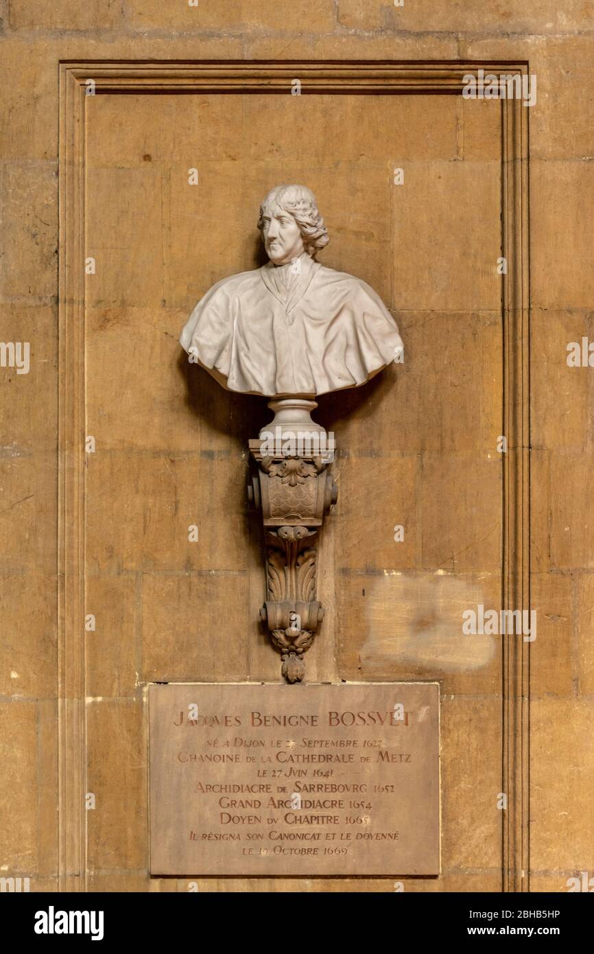 Francia, Lorena, Metz, Cattedrale di Saint-Étienne, Jacques Bénigne Bossuet (1627-1704) Vescovo francese. Foto Stock