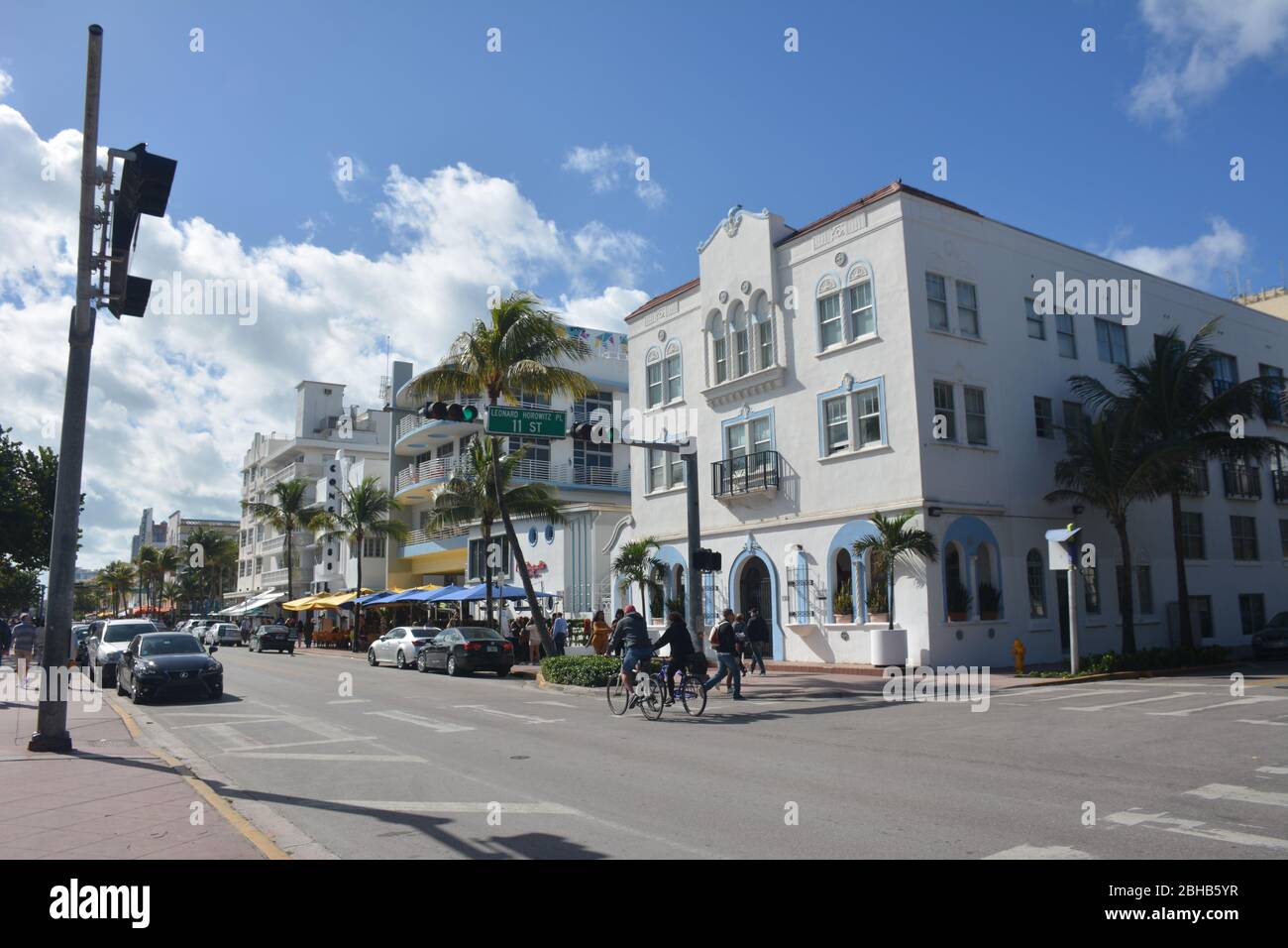 Ocean Drive. South Beach a Miami Beach, Miami Beach, ospita la più grande collezione al mondo di architettura Art Deco. Foto Stock