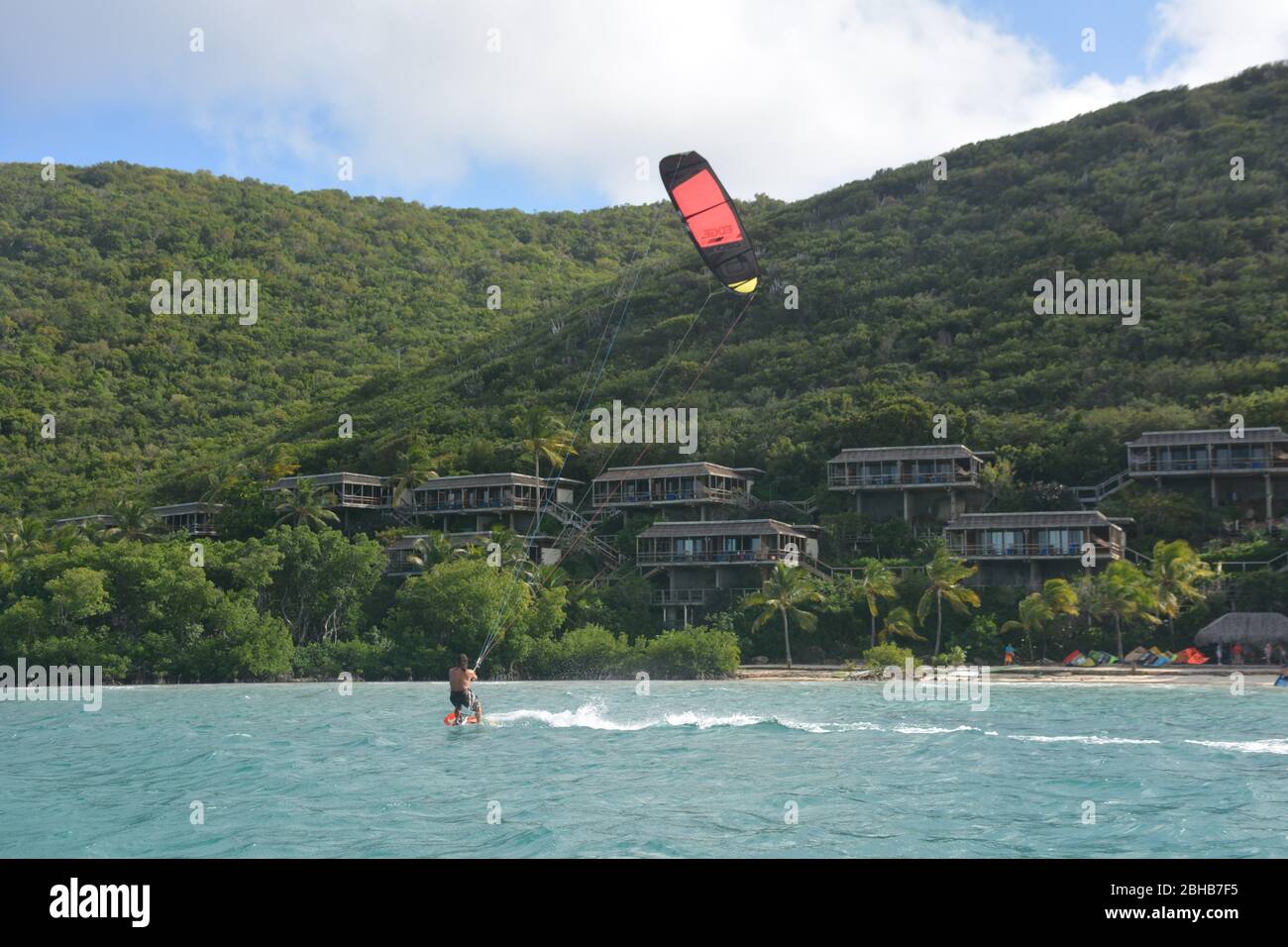 Kitesurf nelle Isole Vergini Britanniche. Foto Stock