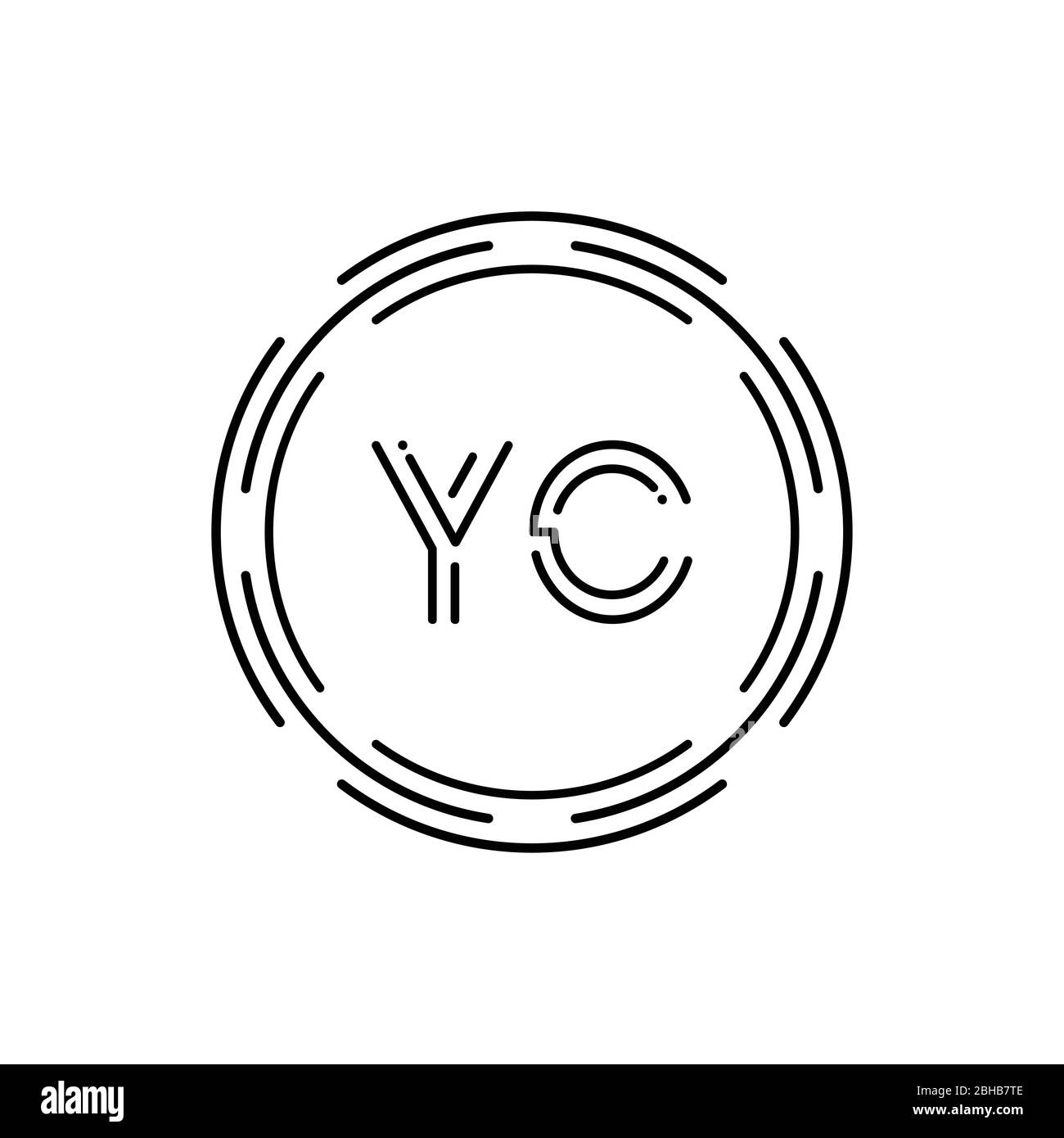 Modello vettore iniziale del design del logo YC. Illustrazione vettoriale del logo YC Business della lettera del cerchio creativo Illustrazione Vettoriale