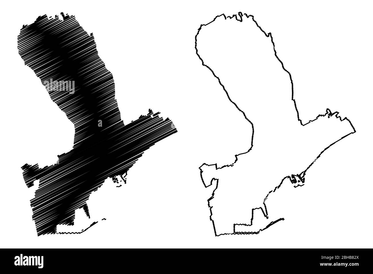 Limassol City (Repubblica di Cipro, isola) mappa vettore illustrazione, abbozzare schizzo Città di Limassol mappa Illustrazione Vettoriale