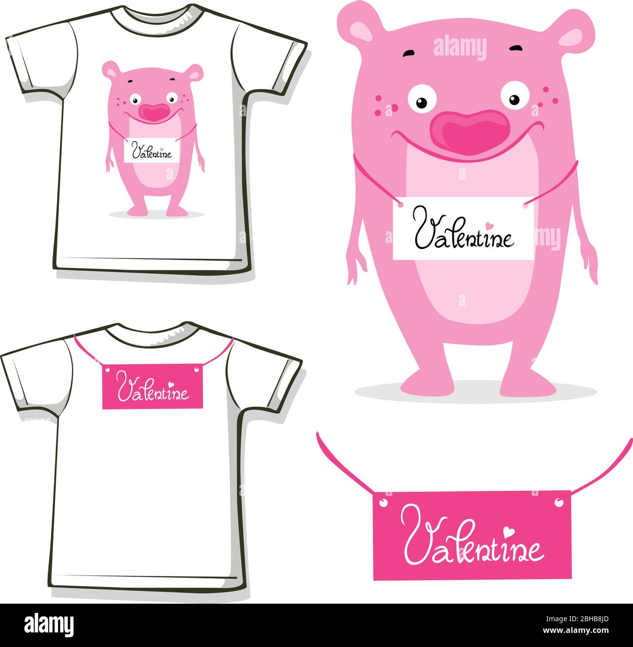 T-shirt con orso rosa carino - illustrazione vettoriale Illustrazione Vettoriale