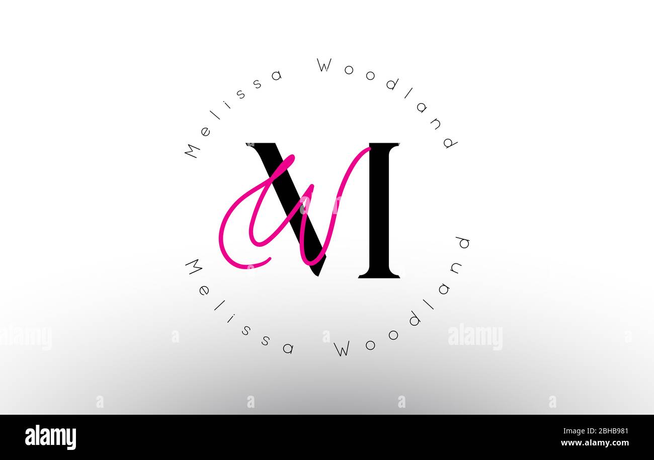 Logo vettoriale monogramma minimalista con firma in formato lettera MW. Icona MW semplice con schema nome circolare. Illustrazione vettoriale scritta a mano con lettera Illustrazione Vettoriale