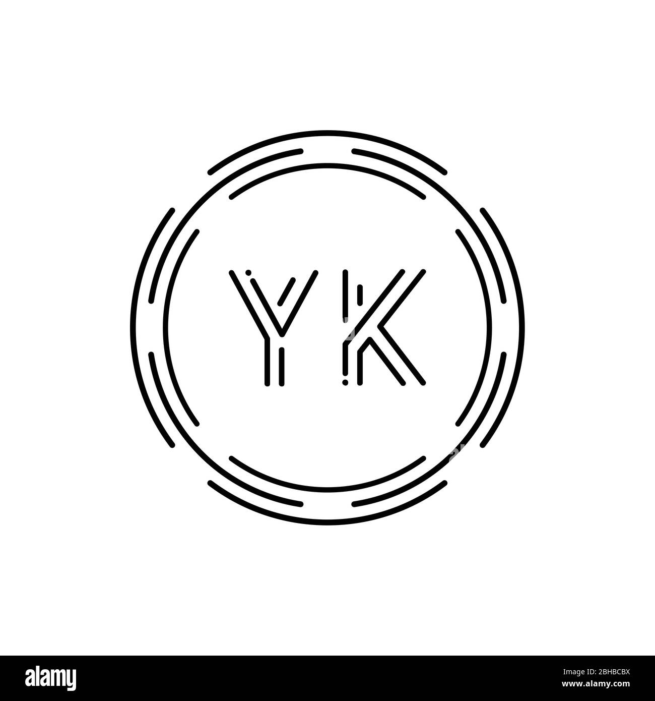 Modello vettoriale iniziale del logo YK. Illustrazione vettoriale del logo YK Business di Creative Circle Letter Illustrazione Vettoriale