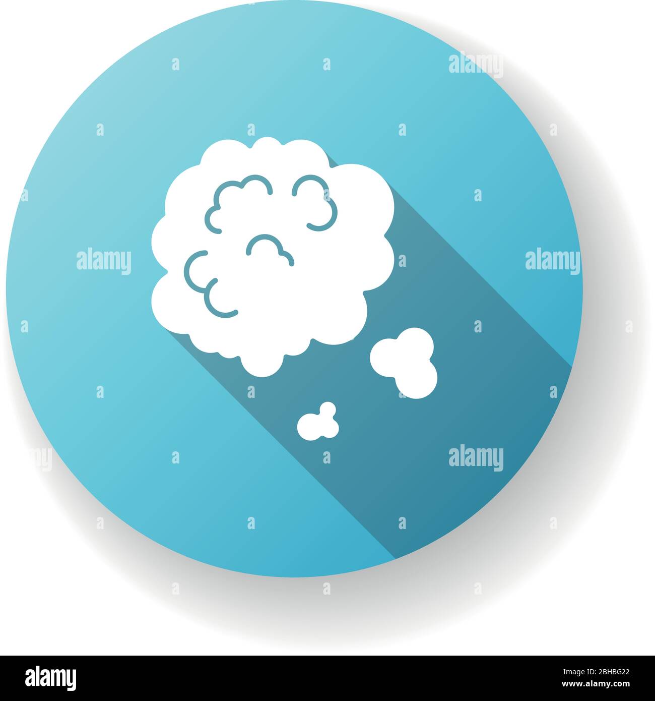 Polvere in aria blu disegno piatto lunga ombra icona glifo Illustrazione Vettoriale