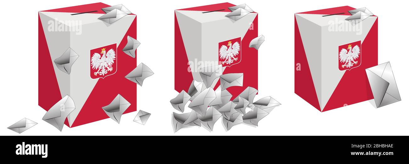 Il cubo dipinto di bianco e rosso viene utilizzato come urna elettorale. Illustrazione Vettoriale