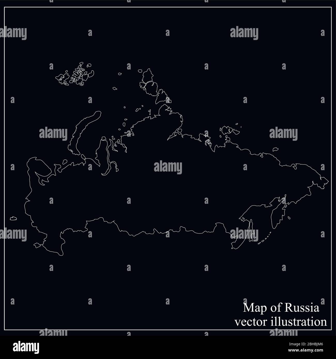 Mappa luminosa della Russia. Mappa della Russia illustrazione grafica. Vettore. Illustrazione Vettoriale