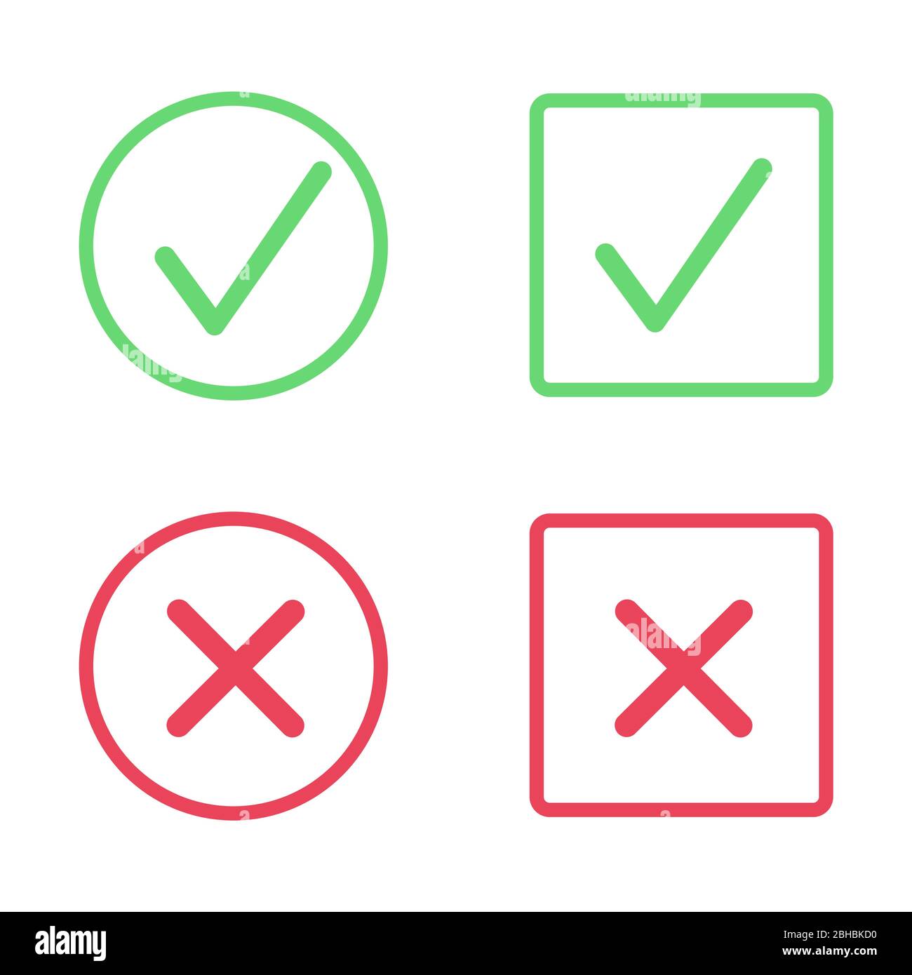 Selezionare Contrassegna icona cerchio trasversale verde rosso. Illustrazione Vettoriale