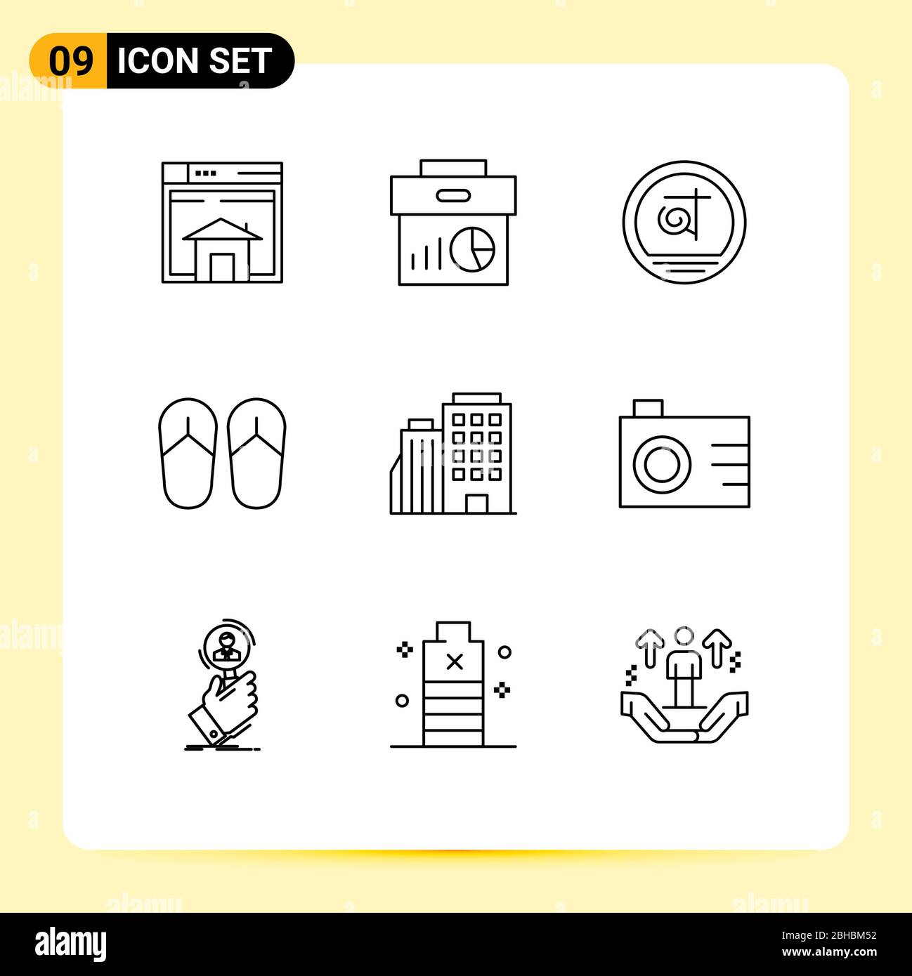9 icone creative segni moderni e simboli di sandalo, spiaggia, economia, affari, bangladesh elementi di disegno vettoriale editabili Illustrazione Vettoriale