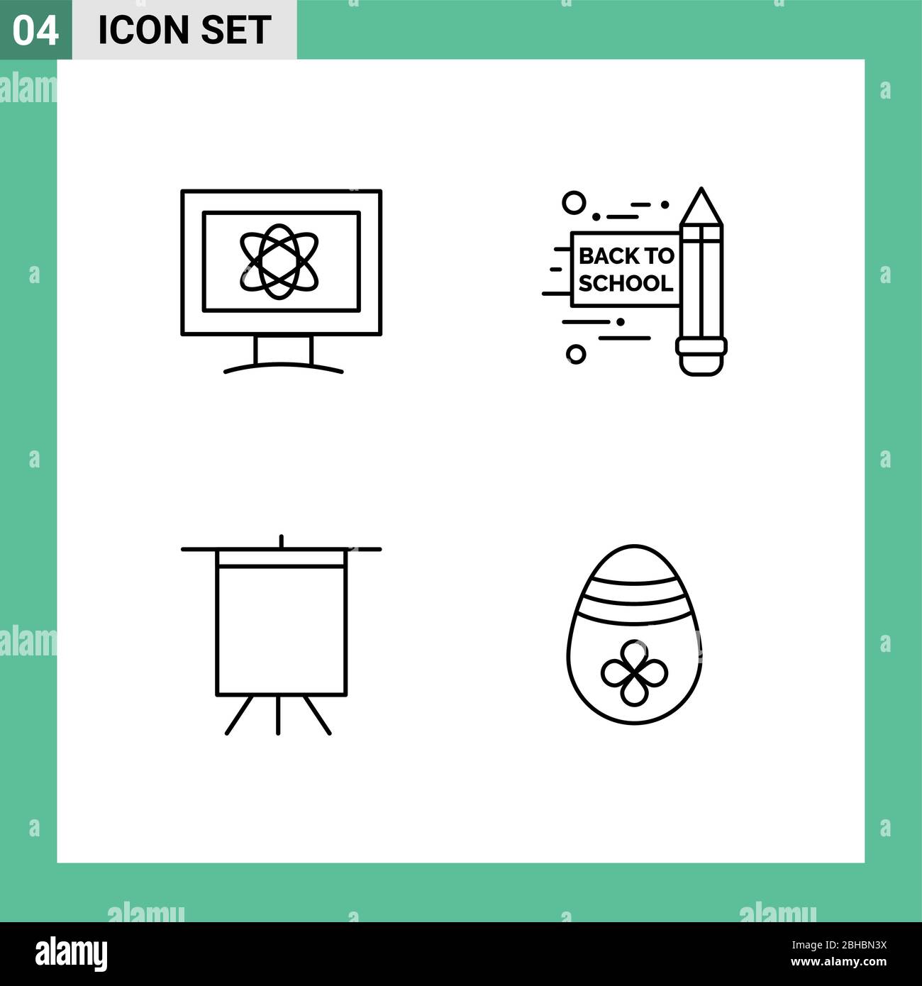 4 concetto di linea per i Web site Mobile e Apps Atom, decorazione, spazio, arte, uovo di pasqua elementi di disegno vettoriale editabili Illustrazione Vettoriale