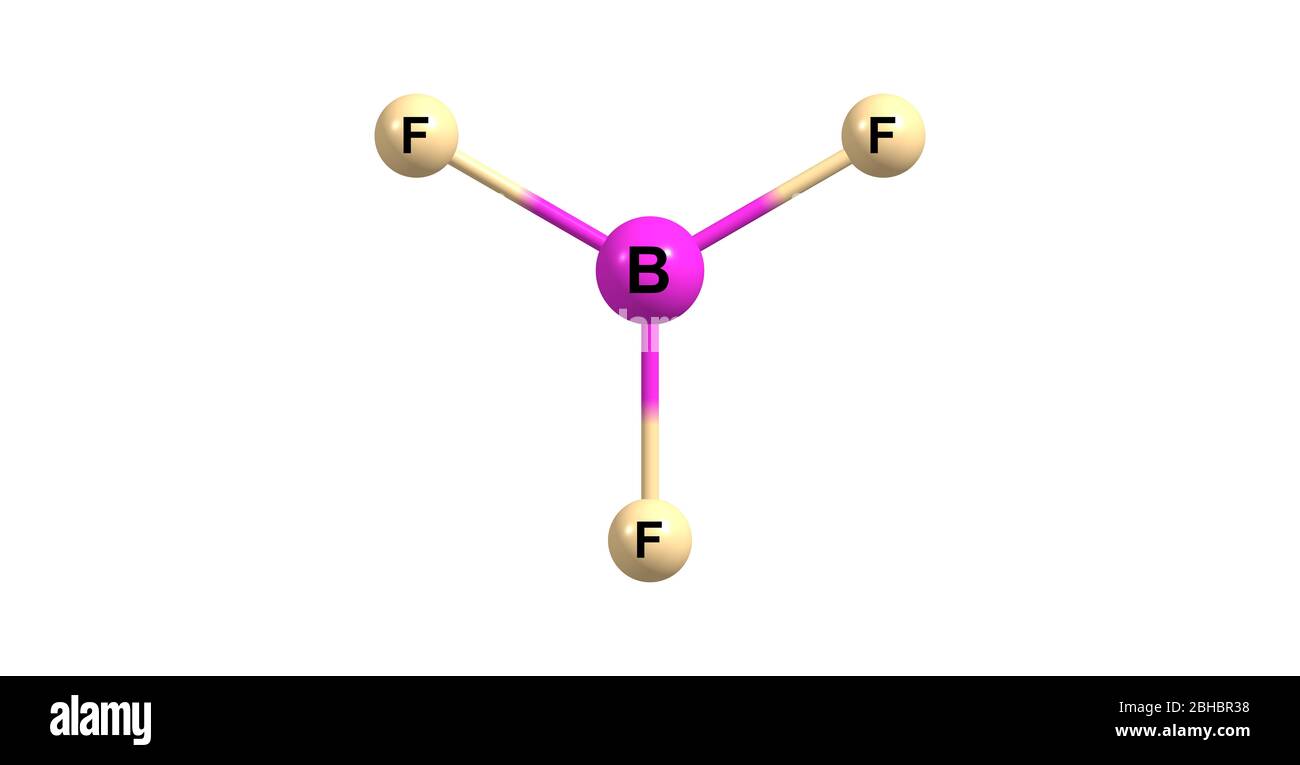Il trifluoruro di boro è il composto inorganico di formula BF3. Questo gas tossico pungente forma fumi bianchi nell'aria umida. E' un edificio versatile bl Foto Stock