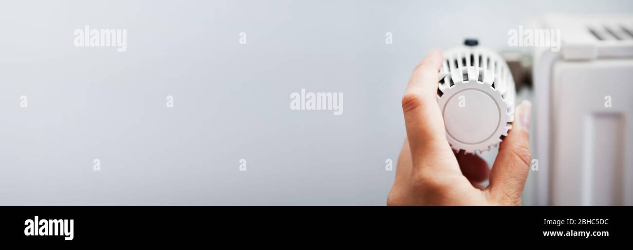 Riscaldamento e radiatore e controllo della temperatura Foto Stock