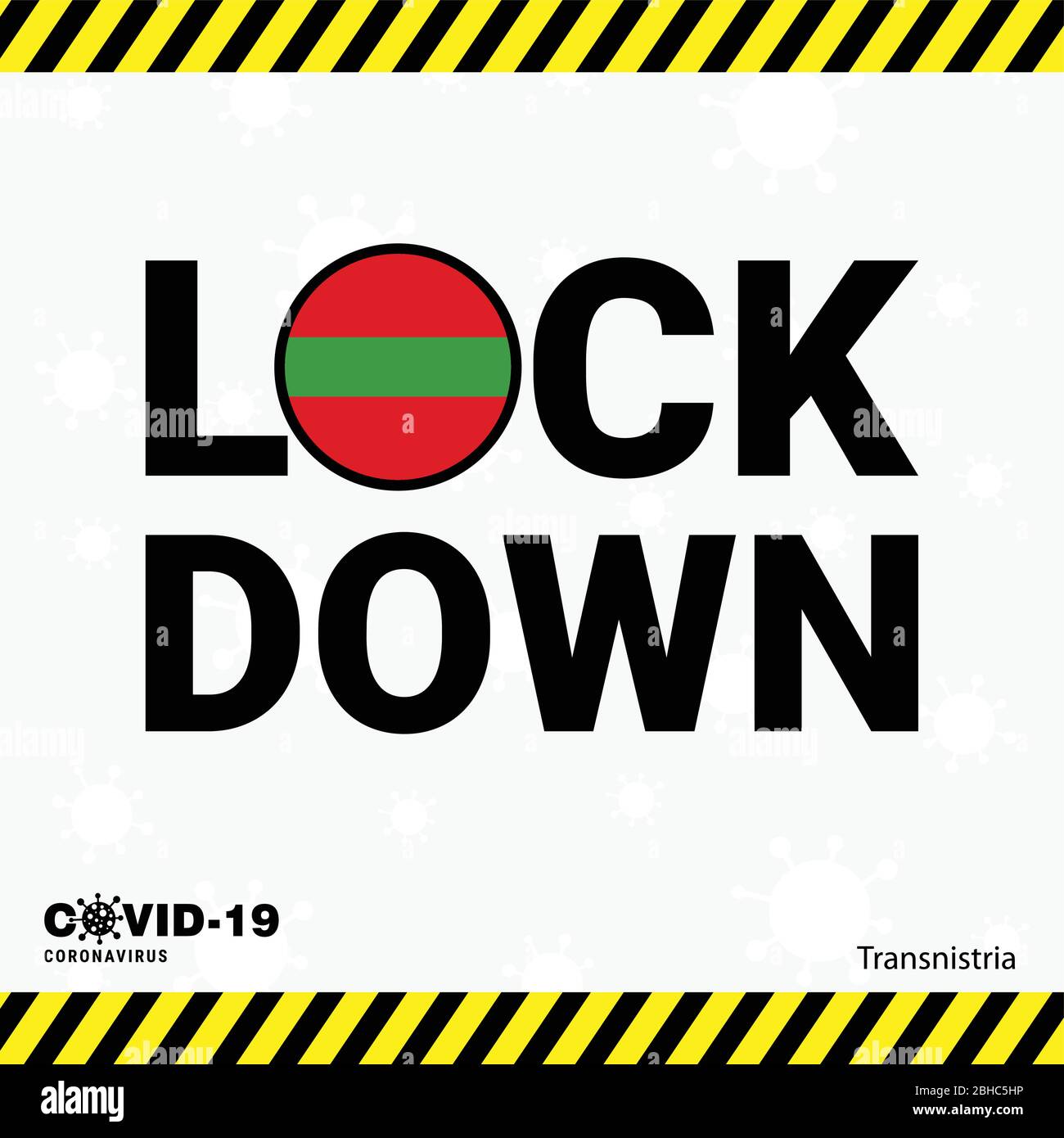 Coronavirus Transnistria Lock Down Tipografia con bandiera di campagna. Design di blocco per pandemia di coronavirus Illustrazione Vettoriale