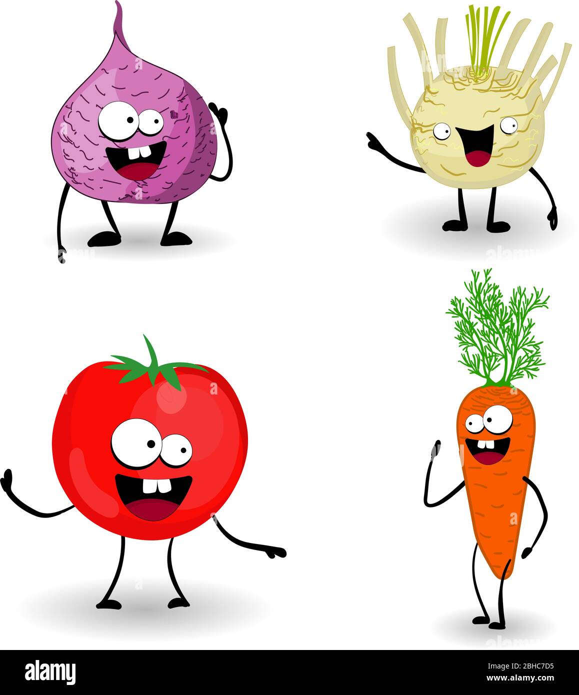 Barbabietole, carote, pomodori. Vegetali caratteri. Alimenti sani. Cibo su sfondo bianco. Vegetarismo.. Illustrazione Vettoriale