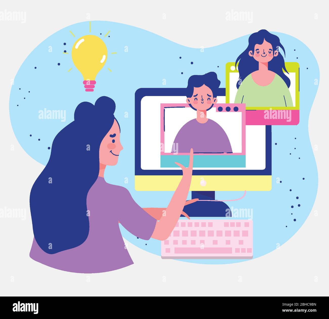 educazione online, insegnamento degli studenti lezione informatica illustrazione vettoriale Illustrazione Vettoriale