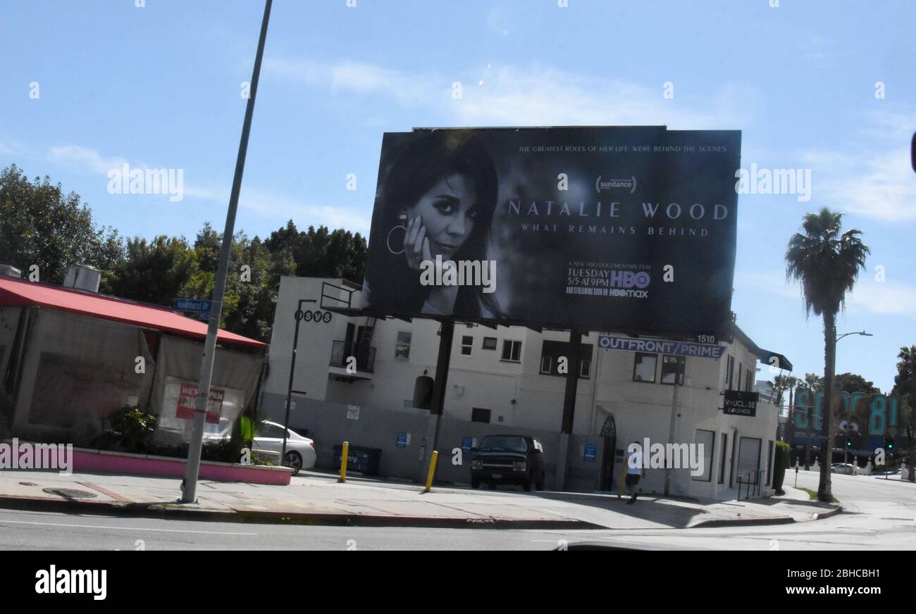 Los Angeles, California, USA 24 Aprile 2020 una vista generale dell'atmosfera del film Natalie Wood HBO sul Sunset Blvd di Los Angeles, California, USA. Foto di Barry King/Alamy Stock Foto Foto Stock