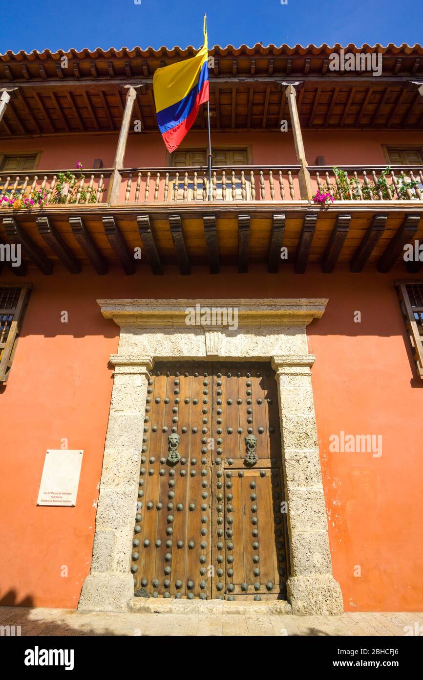 Sede del Ministero degli Affari Esteri della Colombia, Casa Marqués de Valdehoyos a cartagena Foto Stock