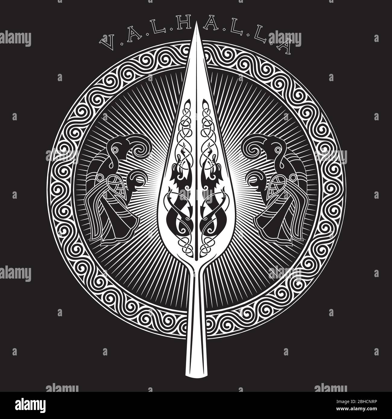 Lo Spearer del Dio Odino - Gungnir. Due paradisi e il modello scandinavo Illustrazione Vettoriale