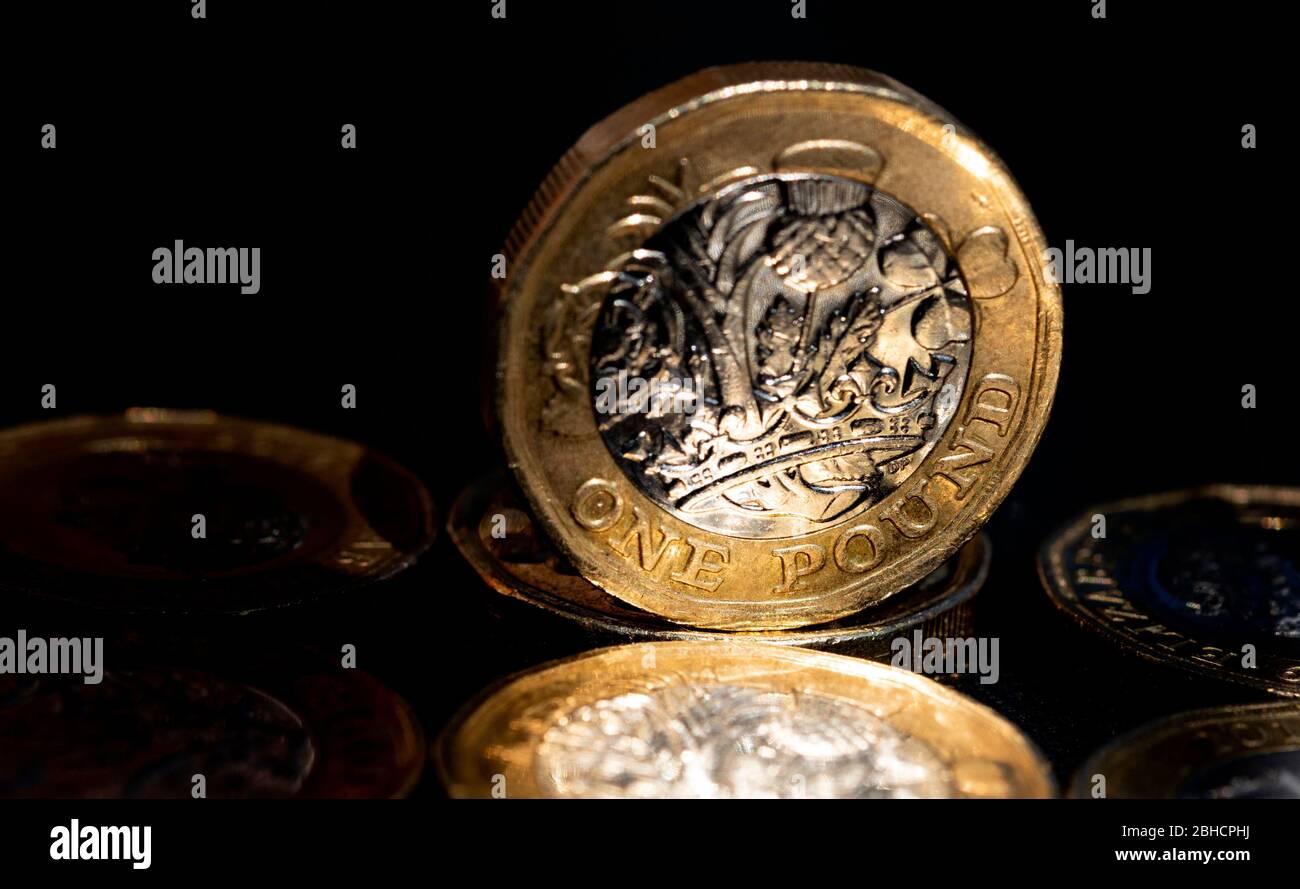 British una libbra di monete Foto Stock
