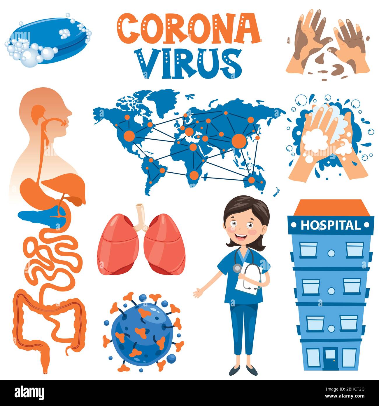 Infezione da virus e assistenza sanitaria Illustrazione Vettoriale