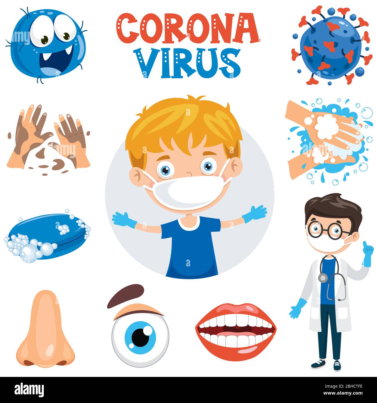 Infezione da virus e assistenza sanitaria Illustrazione Vettoriale