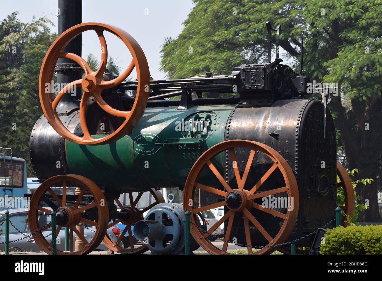 Vecchio motore di treno a Yadvindra Garden, Pinjore Foto Stock